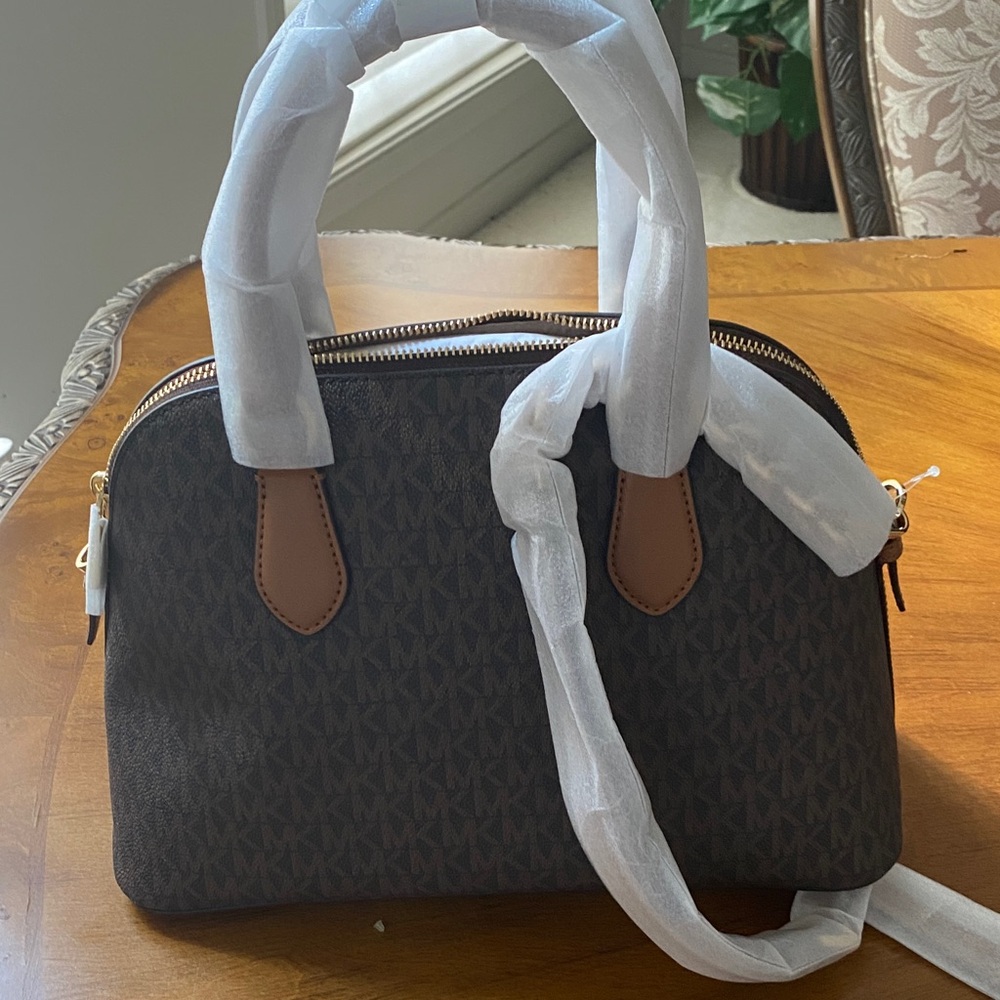 Michael Kors Dark Brown Signature Satchel - Picture 4 of 5